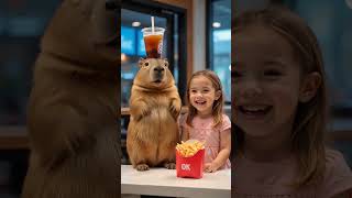 This capybara is so mischievous! It's bullying our cute little girl again.  #capybara #funny #cute