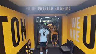 Walking out the tunnel at Boston United with the Players.