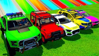 TRANSPORTING COLOR FORD POLICE, JEEP, AUDI, DACIA DUSTER, BMW ! - Farming Simulator 22