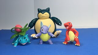 Pokemon action figure Toy Unboxing Charmeleon, Wartortle, Ivysaur and Snorlax