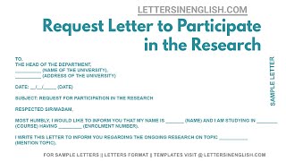 Request Letter To Participate In The Research - Requesting Letter to Participation in Research Study