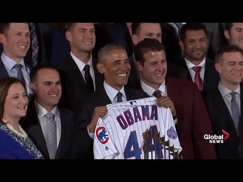 President Obama hosts the World Series champion Chicago Cubs for his final event as president
