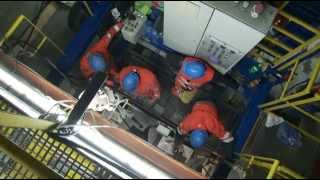 Laying of the slab track in the Gotthard Base Tunnel