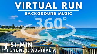 360° Virtual Running Video For Treadmill with Music In #Sydney | Bondi Beach To Coogee Beach 51 Min