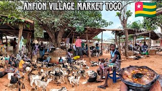 Rural village market day in Anfion Togo west Africa.Cost of  organic food in my village.