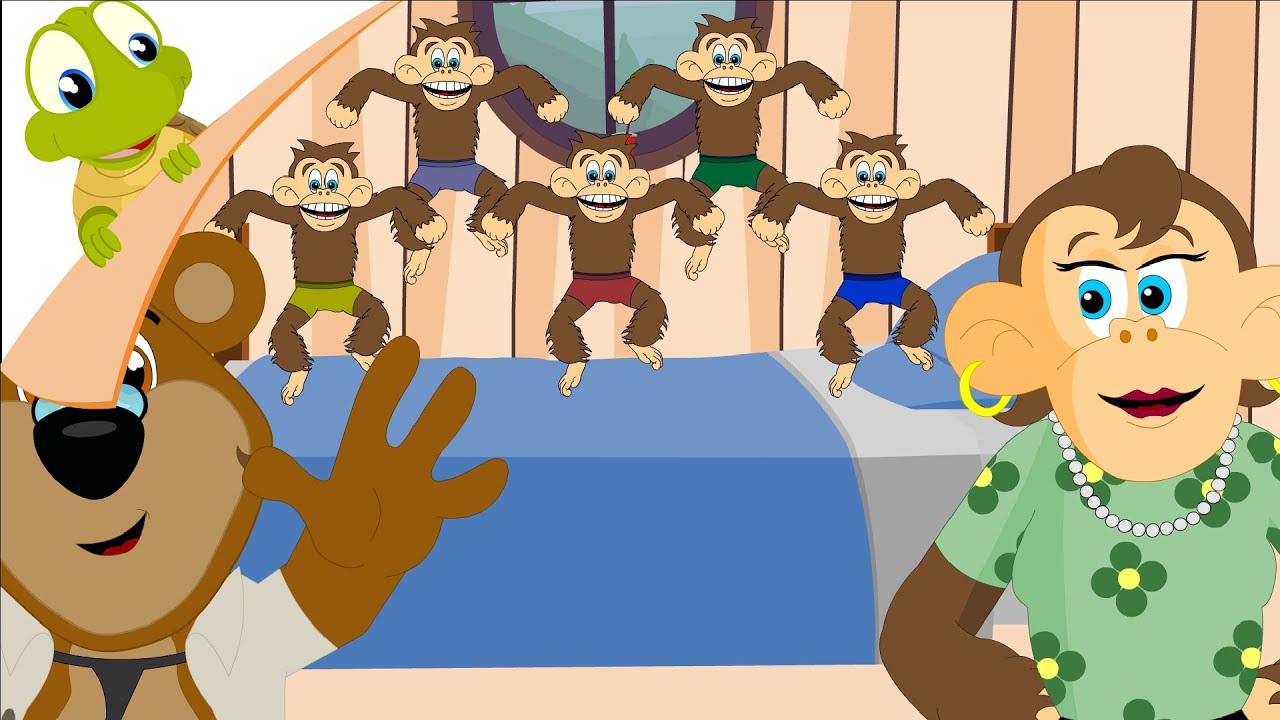 Five Little Monkeys Jumping On The Bed - Nursery Rhymes - YouTube