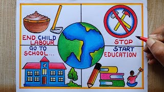 World Day Against Child Labour Poster Drawing| Stop Child Labour drawing| Child labour theme drawing