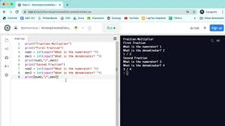 Python Fraction Multiplier for Middle School Coding