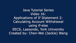 EECS1021 Java Tutorial 16