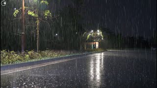 Heavy rain for insomnia on a rainy night, white noise for falling asleep quickly, sleep lullaby ASMR