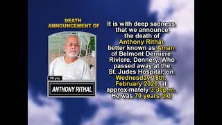 Anthony Rithal ~ Short Obituary