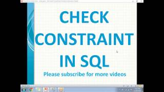 Check Constraints in SQL