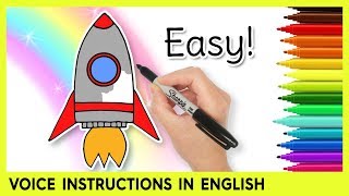 How to Draw a ROCKET SHIP! Easy Learning Video for Kids