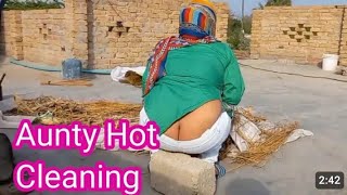 beautiful hot Pakistani aunty cleaning ##blog video##