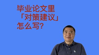 毕业论文里的「对策建议」该怎么写？