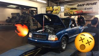 1000+ hp LSX Turbo GMC SHOOTING BIG FLAMES! JUMPING OFF THE DYNO