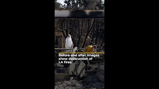 Before and after images show destruction of LA fires | AJ #shorts