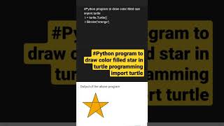Python program to draw color filled star in turtle programming #python color filled star in turtle