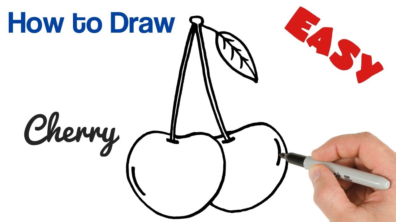 How To Draw Cherries Easy Drawings - YouTube