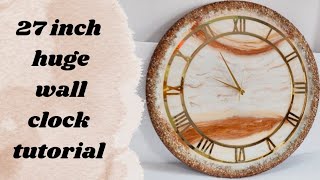 DIY|27 inch huge glossy epoxy resin wall clock|Complete tutorial|Brown and white#resin#art#handmade