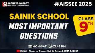 AISSEE 2025 | Sainik School Class 9 Most Important Questions || Shaurya Bharat Sainik School