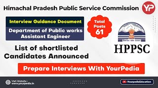 HPPSC Assistant Engineer PWD Interview Preparation | HPPSC AE PWD Candidate shortlisted list