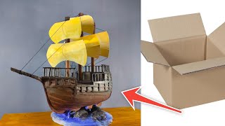 how to make pirate ship with cardboard / DIY / DT LAB 🇱🇰