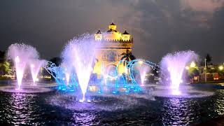 Patuxay night view Vientiane Laos | บรรยากาศยามค่ำคืนที่ประตูชัย เวียงจันทน์ ลาว