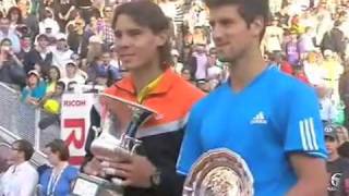 Djokovic imitates Nadal at Rome Masters Ceremony