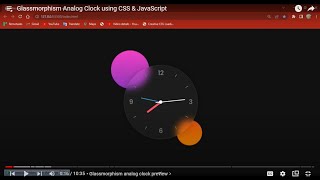 Glassmorphism Analog Clock using CSS & JavaScript