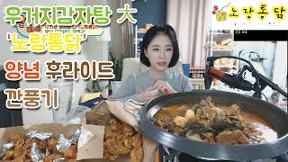 151111 인아의한끼) 우거지감자탕 大, 노랑통닭 양념치킨, 후라이드치킨, 깐풍기 Food show! Eating show