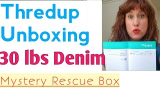 ThredUp UNBOXING Mystery Box DIY Denim Rescue 30 lbs Review to Resell on Ebay Poshmark