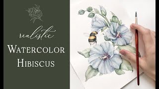 How to Watercolor Hibiscus Flower - realistic flower painting tutorial