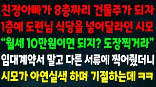 (반전신청사연)친정아빠가 8층짜리 건물주 되자 1층에 도련님 식당 넣어달란 시모 \