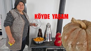 KAR KIŞ OLURDA SOBADA BALKABAĞI TATLISI PİŞMEZMİ ODUN ATEŞİNDE