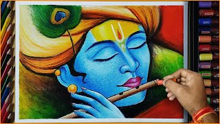 Krishna drawing, Easy Krishna drawing, Krishna drawing with Oil Pastel | Oil pastel drawing |