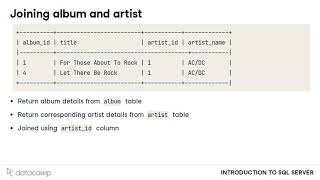 Introduction to SQL Server: Joining tables