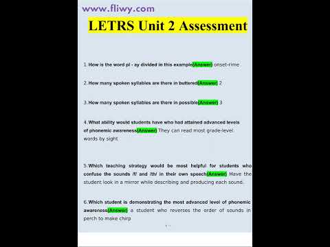 LETRS Unit 2 Assessment Questions And Answers 2022/2023 | Verified ...