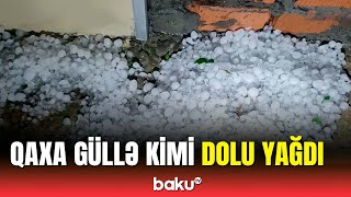 Qaxda təhlükəli anlar | Güclü dolunun anbaan görüntüsü