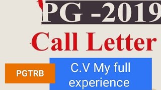 #PG TRB #CV CALL LETTER ,in My full  experience in detailed CV verification.....