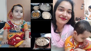 Kaise manayi humne janmashtmi. Nyra bani Radha. Prasad me bani panjiri. #familyvlog #janmashtmi