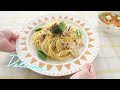 【プチママ♪ミールキット　2024 4 13】豚しゃぶ肉とスナップえんどうのごま風味パスタ・はんぺんと野菜の和風スープ