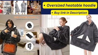 Oversized Heatable Hoodie, USB Heated Blanket Electric, Blanket, Touchat Wearable Blanket Hoodie