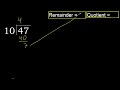 divide 47 by 10 . remainder quotient . division with 2 digit divisors . how to do division