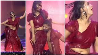 Actress Neha Gowda hot rain dance| rare saree navel slip| hot belly expose dance| hot in dance show