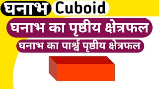 घनाभ(Cuboid),घनाभ का पृष्ठीय क्षेत्रफल, घनाभ का पार्श्व पृष्ठीय क्षेत्रफल/ Surface Area of a Cuboid