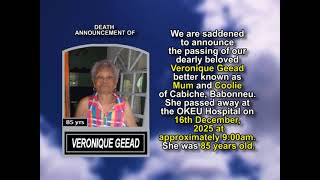 Veronique Geead ~ Short Obituary