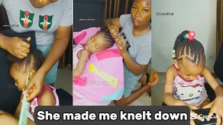 The struggle when making my baby girl's hair 😔 /How to/kids/ simple feed-in cornrows hairstyle 💞