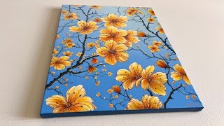 EASY Acrylic Painting Technique | Yellow Spring Flowers Painting for Beginners