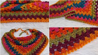 كروشيه بندانه او سكارف او شال مثلث بغرزة الجراني [مناسب للمبتدئين ] #crochet #scarf